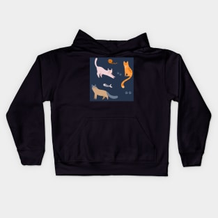 Cats Pattern on Navy Kids Hoodie